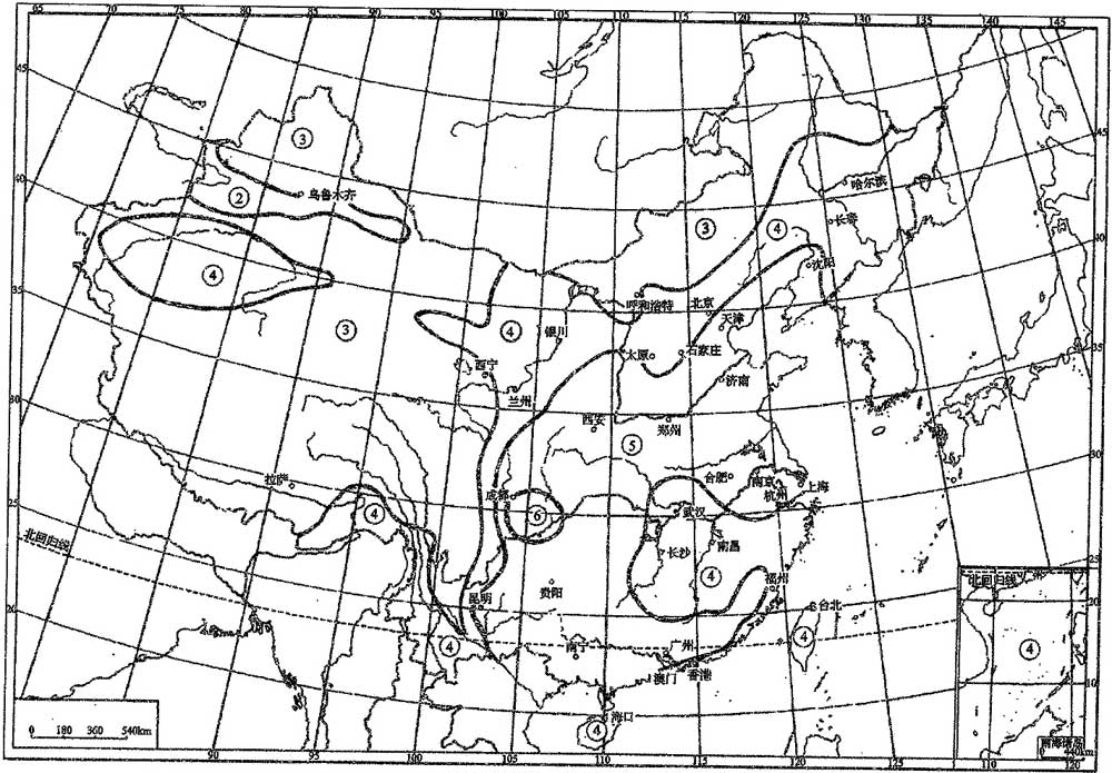 附錄E 夏季空氣調(diào)節(jié)設(shè)計用大氣透明度分布圖